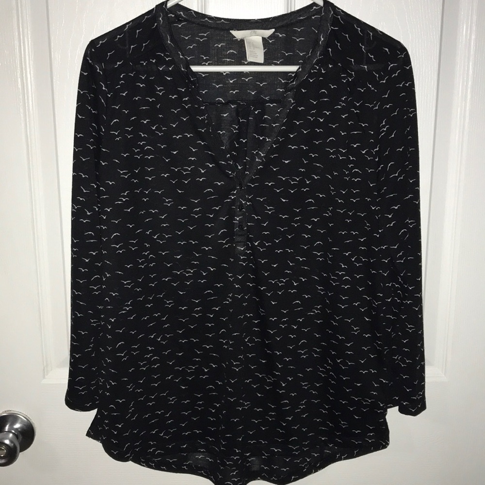 3/4 Sleeve Black & White Top